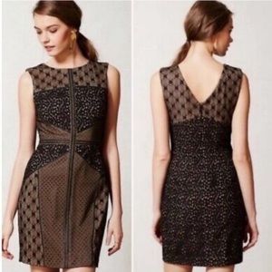 Heartloom Lace Topography Black and Nude Sheath Dress